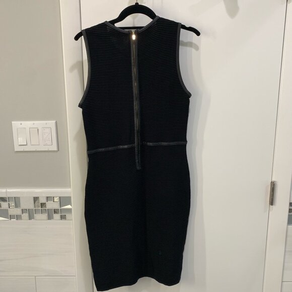 Calvin Klein Knitted Dress w/ Faux Leather Design - Picture 2 of 4